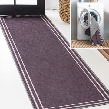 Sloane Classic 2-stripe Border Washable Area Rug